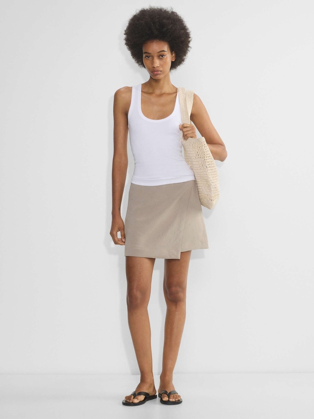Wilfred Pemberley Skort Nomad Taupe Crepette Mini Wrap Skort Aritzia